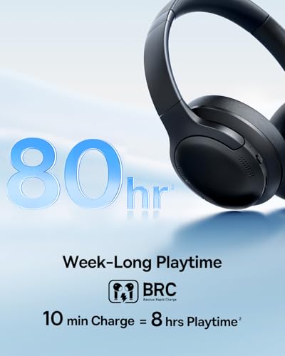 Image of Baseus Bass BH1 Lite Bluetooth Headphones Over Ear, SuperBass, 80H Playtime,AI ENC Clear Calls, Comfortable Fit, Smart App Control, Bluetooth 6.0, Foldable Lightwight Headset for Travel -Cosmic Black