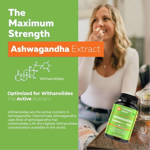 Image of Ashwagandha Supplements 90 Capsule| Organic Ashwagandha Powder Supplement for Men & Women | Supports Stress Relief, Energy & Recovery | Withanolides 2.5%, Piperine Bio Enhanced Formula by VitaminHaat