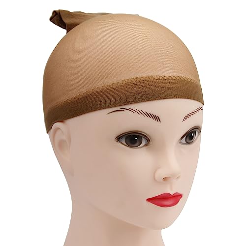 XCZYN 12 Pieces Stocking Wig Caps Stretchy Nylon Wig Caps Nude Wig Cap for Women Lace Front Wig (Dark Brown)
