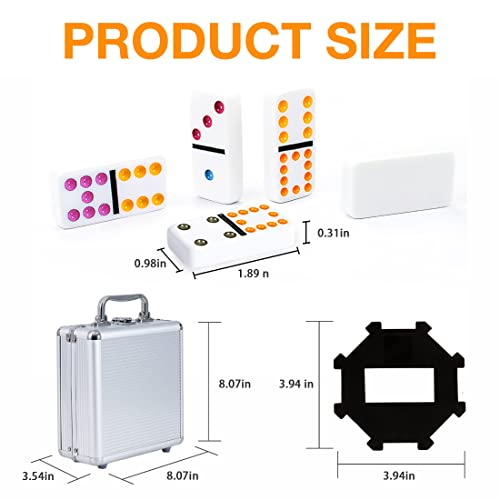 Tocebe Dominoes Set, Mexican Train Dominoes For Travel, 91 Tiles Double12 Colored Dominoes Game Set With Aluminum Case #TOP5