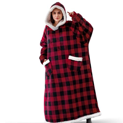 FEELJAM Coperta con maniche 80x180 cm, Rosso/Nero