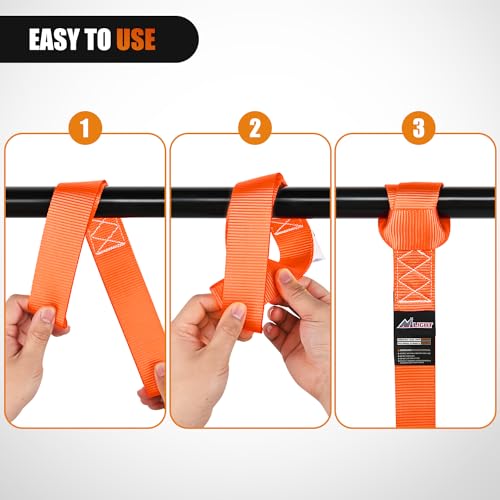 Image of Nilight Soft Loop 1.7 inchx17 inch Motorcycle Tie Down Straps Heavy Duty 12000Lbs Max Break Strength for Securing ATV UTV Kayak Moving Cargo (8PK-Orange)