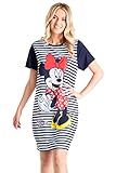 Disney Nachthemd Damen Kurzarm, Minnie Mouse Schlafshirt Damen (M, Blau)