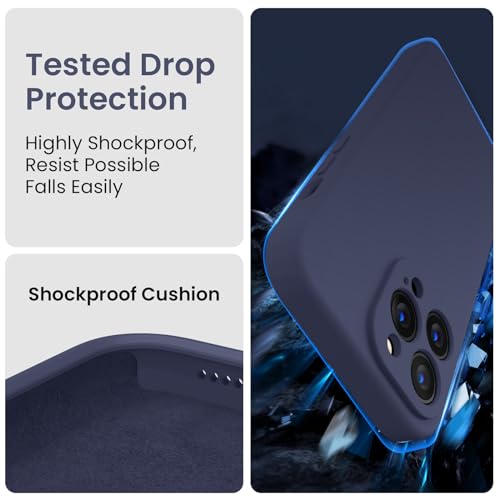 Image of FireNova Designed for iPhone 13 Pro Case, Silicone Upgraded [Camera Protection] Phone Case, Soft Anti-Scratch Microfiber Lining Inside, 6.1 inch, Navy Blue