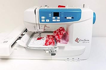 Ever Sewed SPARROWX2 White Metal Sewing & Embroidery Machine 18 x 12.5 x 8 Inches 20lb 120+ Stitching Pattern 2 Hoops Smart Device Control Over 100 Embroidery Designs