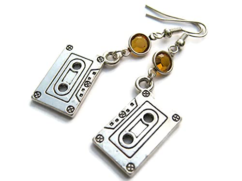 Cassette Tape Birthstone Earrings, Personalized Music Earrings, Retro Earrings, Mix Tape Jewelry Cassette Tape Birthstone Earrings, Personalized Music Earrings, Retro Earrings, Mix Tape Jewelry