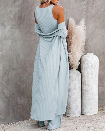 Image of Fessceruna Womens 3 Piece Lounge Pajamas Sets Cute Vacation Matching Set