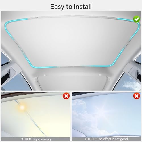 Image of Roof Glass Sunshade for Tesla Model 3 Highland Top Sunshade Heat Insulation Glass Roof Sun Shade UV Pretection Interior Accessories (White)