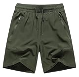 Pursky 7' Cargo Shorts for Men Lightweight Stretchy Elastic Waist Quick Dry Shorts with Zip Pockets Hiking Fishing Army Green L