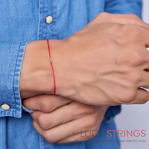 14K Gold Bead Red String Bracelet - Unisex Kabbalah Talisman for Luck & Protection - Thin, Minimalist Jewelry with Clasp3