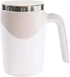 Caneca Magnética Aço Inox Misturadora Automática de Bebidas 380ml, Bateria Recarregável USB, Base Antiderrapante, Copo Elétrico Mixer de Café, Leite em Pó, Shakes, Whey Protein, Achocolatado (Branca)