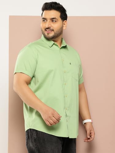 Image of Thomas Scott Men's Premium Slim Fit Casual Shirt | 100% Cotton Twill | Short Sleeves | Spread Collar | Solid Smart Casual Shirt for Men