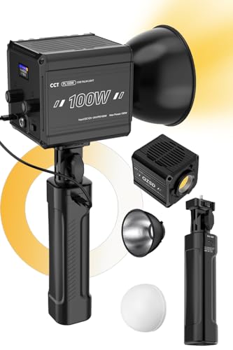 撮影 ライト 100W 小型 充電式 LED ビデオライト 44700Lux コードレス デュアル色 CCT 2700K〜6500K 無段階調光 超高輝度 カラー液晶 バッテリー内蔵 急速充電 ハンドグリップ 20800mAh 軽量 コンパクト 照明 US