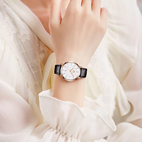 OLEVS Women's Watch, Automatic Watch, Mechanical Luxury Stainless Steel, Water Resistant, Luminous Date, Gold/Silver