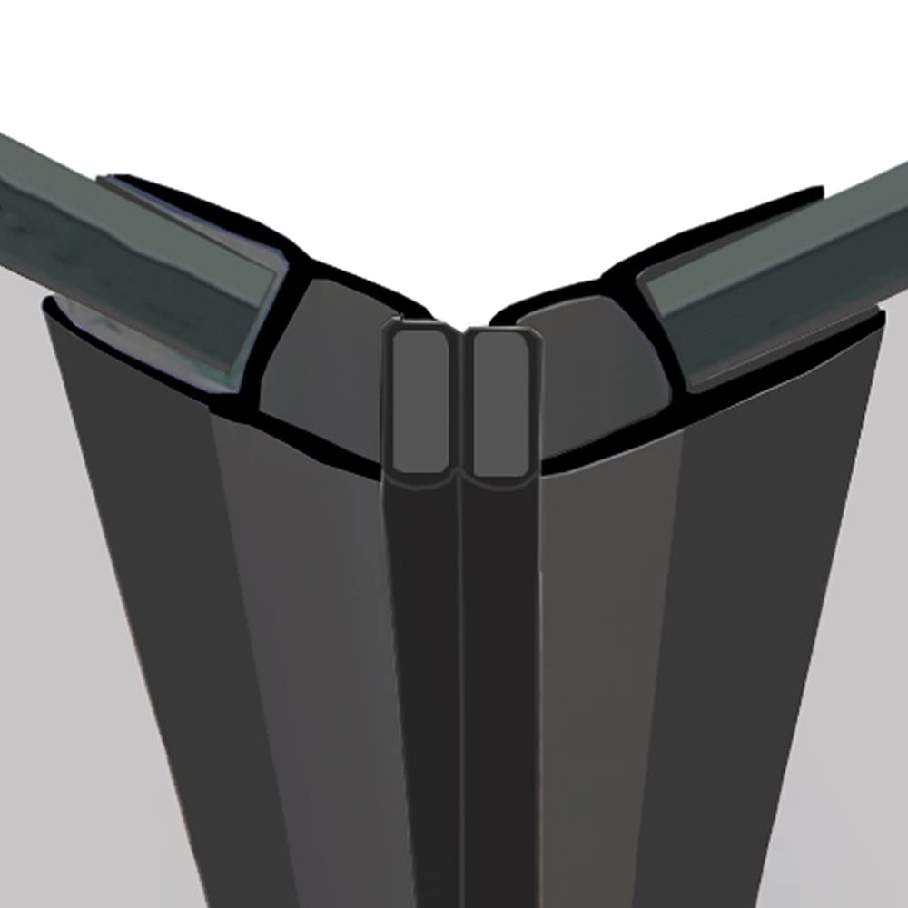 Magnetic Shower Seals | Sold in Pairs | Fits 4, 5 or 6mm Glass | 135° Magnet for Straight or Quadrant Doors | 2 Metres Long | MAG001 (200cm Lengths, Black)