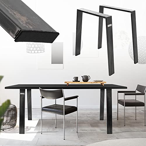 ML-Design 2X Patas de Mesa Loft 75 x 72 cm Soporte Negro Vintage de Acero Inoxidable Bastidor para Mesa de Centro Base de Tablero Sostén para Esctritorio Pie Armazón Velador Marco Diseño Industrial