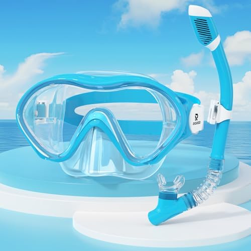 RIOROO Taucherbrille Kinder, Schnorchelmaske für Jungen Mädchen,Schnorchelset Kinder oder Taucherbrille mit Nasenabdeckung, 180°Panorama HD Anti Nebel Anti-Leck Tauchmaske für 4-14
