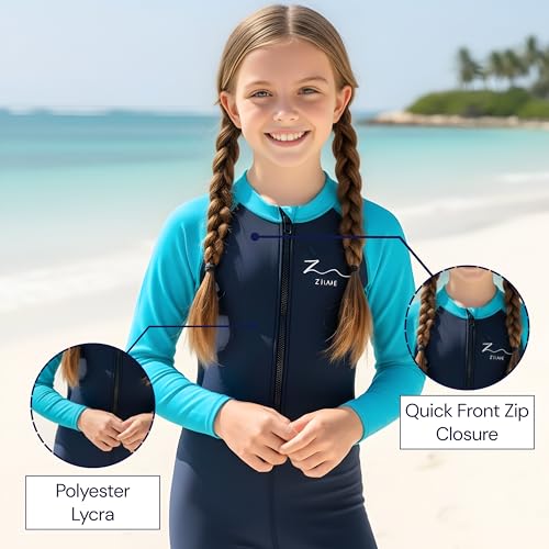 Image of ZIUM Girls 4 Way Lycra Swimsuit Cum Diving Suit with Print & Plain Options