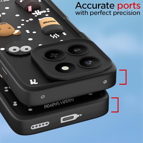 Image of Pikkme Back Cover for Honor X7d 5G | 3D Bear Silicone Cute & Fun Coffee Cartoon | Full Body Protection Bumper Case (Black)