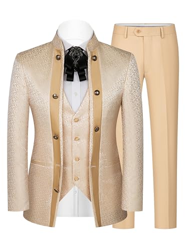 Jacquard 3 Piece Tuxedo Suits for Men Stand up Collar Jacket, Pants, Party & Wedding Set2