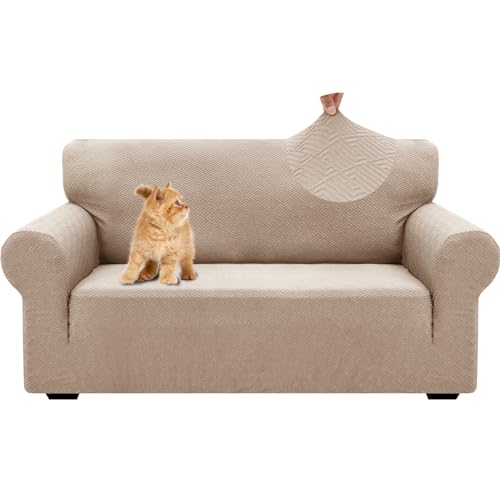 YSTELLAA Housse De Canapé 2 Places avec Accoudoirs, Universelle Housse Canapé Extensible, Protection Griffures Sofa Cover, Sofa Cover Lavable Antidérapante, Moderne, Kaki
