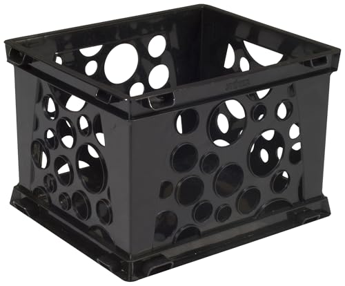 Storex Mini Stackable Storage Crate, 9 x 7-3/4 x 6 Inches, Black