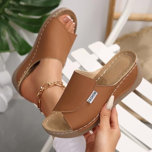 2025 Breathable Summer Solid Color Platform Slip On Walking Sandals, Comfortable Orthopedic Wedge Sandals for Women4