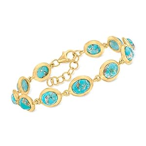 Ross-Simons Turquoise Bracelet in 18kt Gold Over Sterling