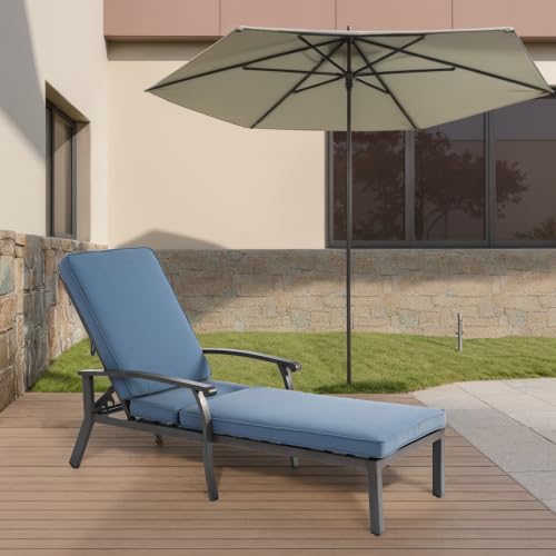 Chaise de jardin pliante réglable bleue en aluminium inoxydable meuble terrasse 204x58x100 cm