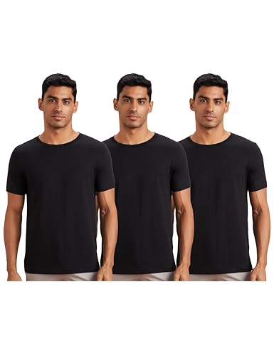 Image of Amazon Brand - Symbol Men's Solid Cotton T-Shirt | Pack of 3 | Round Neck | Half Sleeve | Plain-Regular Fit (Available in Plus Sizes)