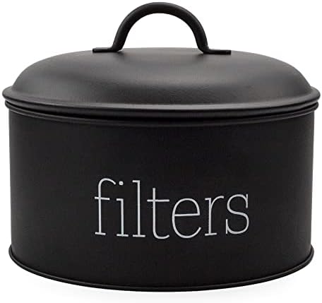 AuldHome Basket Coffee Filter Holder (Black), Enamel Filter Storage Container in Modern Farmhouse Enamelware Design