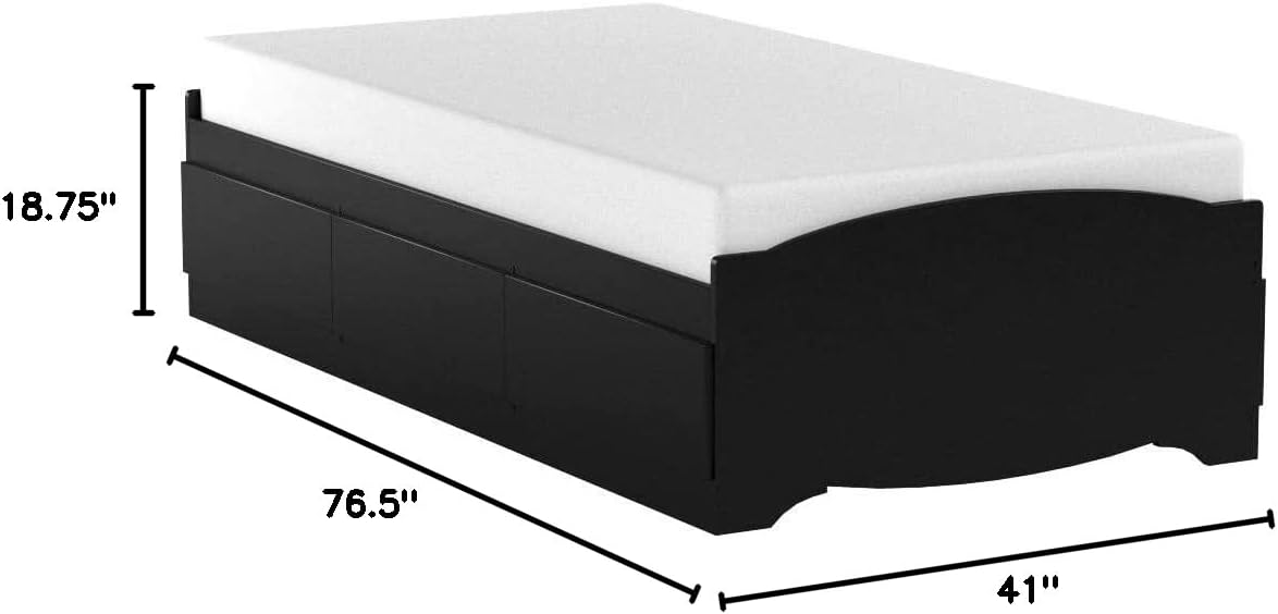 Prepac Twin Mate's Platform Storage Bed with 3 Drawers, Black