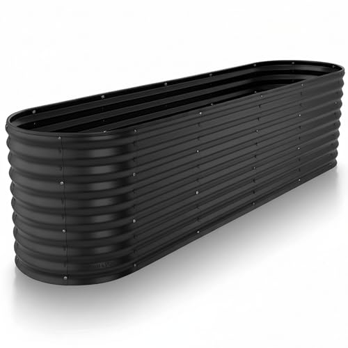 Plant & Plot Galvanized Raised Garden Beds Outdoor // 8×2×2 ft Planter Raised Beds for Gardening, Vegetables, Flowers // Large Metal Garden Box (Black) // Patented Tool-Free Design by Plant & Plot - Used condition - CA$69.85