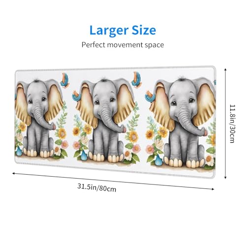 Grand tapis de souris de jeu éléphant 80x30.5 cm antidérapant - 2