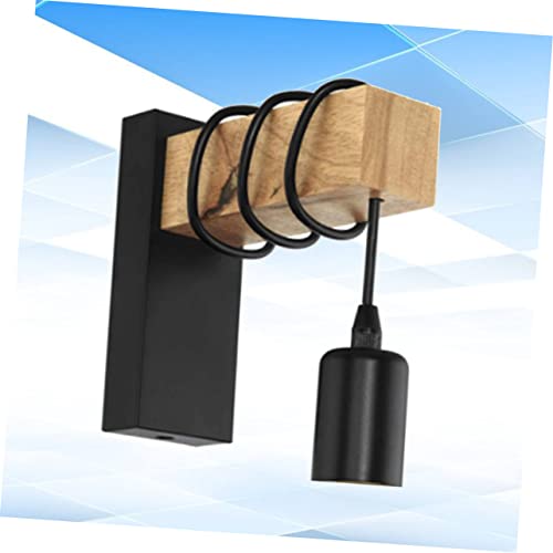 Aplique de pared de madera e hierro antióxido vintage para iluminación de salones 2