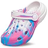CASOSTELLY Boys Girls Clogs Garden Shoes Kids Marbled Clogs Slip on Slides Sandals House Slippers Beach Water Shower Pool Home Shoes Indoor Outdoor White Little Kids Size 1