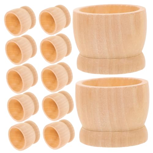 COHEALI 15pcs Easter Eggs Cup Holder Egg Bases Eggs Holding Stand DIY Unfinished Eggs Holder DIY Blank Egg Stand Creative Eggs Cup Children DIY Egg Cup Breakfast Egg Holder DIY Supply Wood