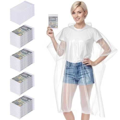 Image of APEXUP Disposable Rain Ponchos for Adults, 5PK /10PK /50PK Emergency Rain Poncho for Camping Hiking Travelling