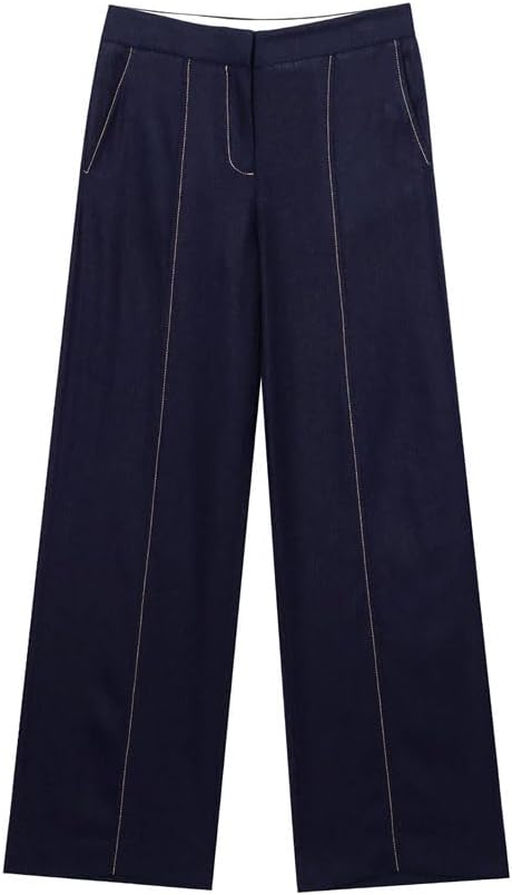 Women's Straight-Leg Casual Trousers with Topstitching