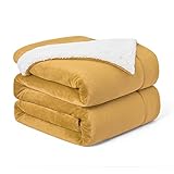 Walensee Sherpa Fleece Blanket (Throw Size 50”x60” Honey Gold) Plush Throw Fuzzy Super Soft Reversible Microfiber Flannel Blankets for Couch, Bed, Sofa Ultra Luxurious Warm and Cozy for All Seasons