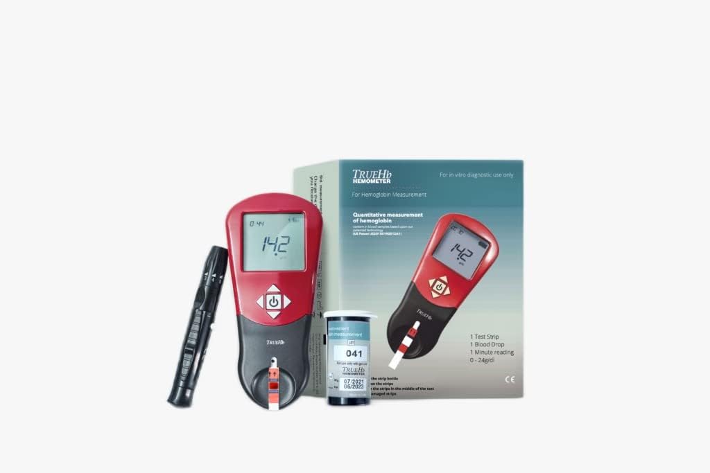 TRUEHb Hemoglobin Meter with 50 Test Strips, Multicolour | Digital Hb Testing Machine for Home & Clinic Use | Accurate and Easy Hemoglobin Level Monitor