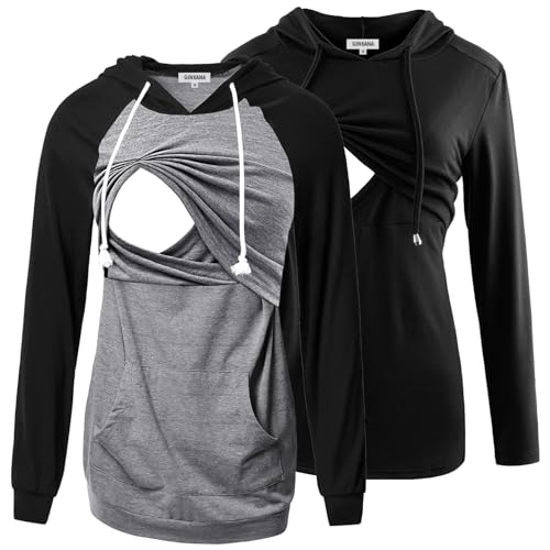 Product Image of the GINKANA Women's Nursing Hoodie Sweatshirt Long Sleeves Breastfeeding Maternity...