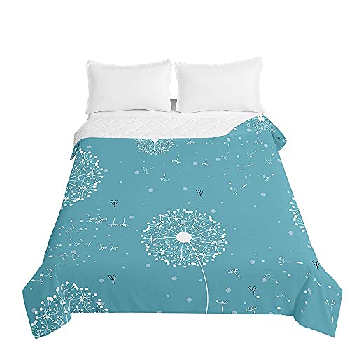 Hiseng Serie de Flores Edredón, Edredón para Verano Reversible Ligera y Suave Microfibra, Nordico Cama Individuales Nordico 4 Estaciones (Dientes de león,230x280cm)