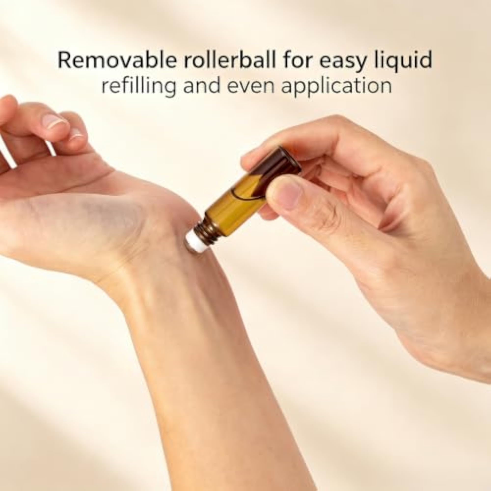 15 Pack 5ml Amber Glass Essential Oil Roller Bottles