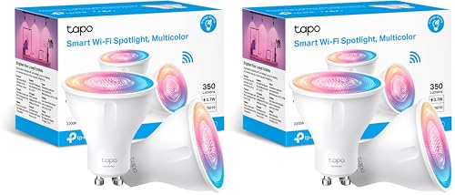 Tapo L630 GU10 (2 paquetes) – Bombilla LED inteligente Wi-Fi, RGBW multicolor, 16 millones de colores, compatible con Amazon Alexa, 350 lúmenes, 3.7W, ahorro de energía, 2 unidades (Paquete de 2)