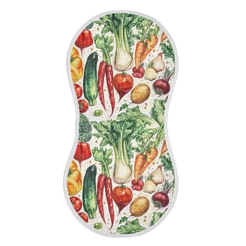 xigua Watercolor Vegetables Baby Burp Cloths for Newborn Boys and Girls 2 Pack, Soft & Absorbent Cotton Baby Burp Cloth, Baby Washcloths, Newborn Towel, Burp Rags
