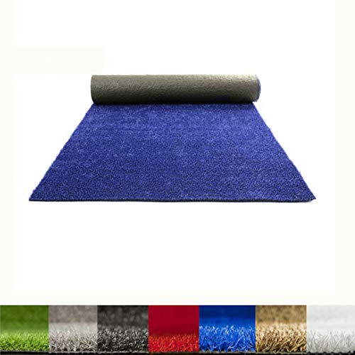 Lucatex – Césped artificial Ibiza 8mm | césped artificial de colores azul, rojo, blanco, verde. | Césped artificial ideal para decoraciones de interior o exterior con fácil instalación (1x5 m, Azul)