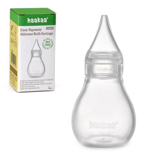 Image of Haakaa Silicone Baby Nasal Aspirator | Nose Bulb Syringe | Easy-Squeezy Baby Nose Cleaner, Newborn Infant &Toddler - BPA Free Silicone