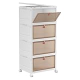 YFXCVSL 4 Tier Plastic Storage Bins with Lid 28QT - Stackable Storage Containers with Wheels, Folding Storage Boxes, Collapsible Storage Bins, Organizers and Storage