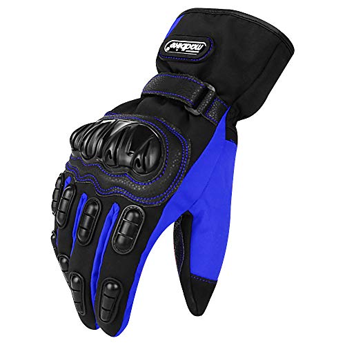 ILM Motorcycle Gloves Winter Windproof Hard Knuckle Protection for Men Women Motorbike Motocross (XL, Blue)
